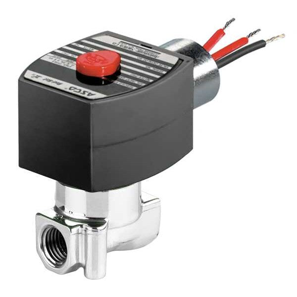 120V AC Stainless Steel Solenoid Valve, Normally Closed, 1/4 in Pipe Size