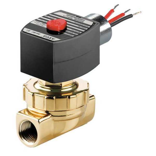 120V AC Brass Steam and Hot Water Solenoid Valve, Normally Closed, 1/2 in Pipe Size
