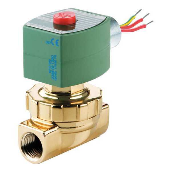 240V AC Brass Steam and Hot Water Solenoid Valve, Normally Closed, 3/4 in Pipe Size