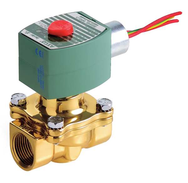 120V AC Brass Fuel Gas Solenoid Valve, Normally Closed, 1/2 in Pipe Size