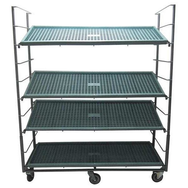 Steel/Plastic 2 Sided Slat Stock Cart, 4 Shelves, 1,200 lb