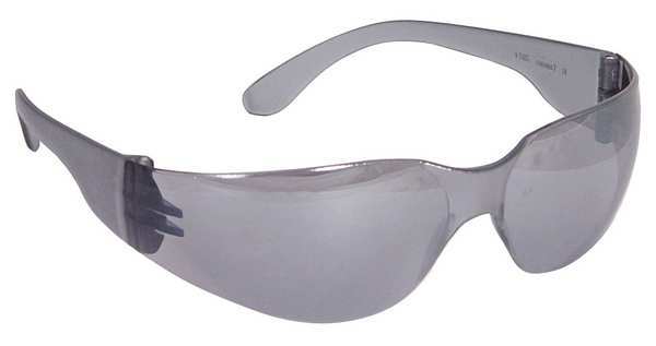 Safety Glasses, Wraparound Silver Mirror Polycarbonate Lens, Scratch-Resistant
