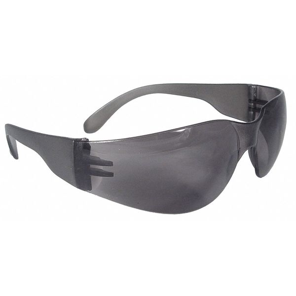 Safety Glasses, Wraparound Smoke Polycarbonate Lens, Scratch-Resistant