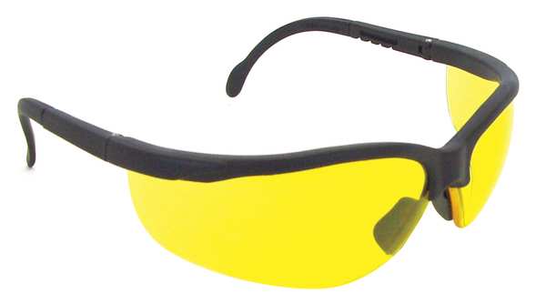 Safety Glasses, Wraparound Amber Polycarbonate Lens, Uncoated