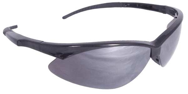 Safety Glasses, Wraparound Silver Mirror Polycarbonate Lens, Scratch-Resistant