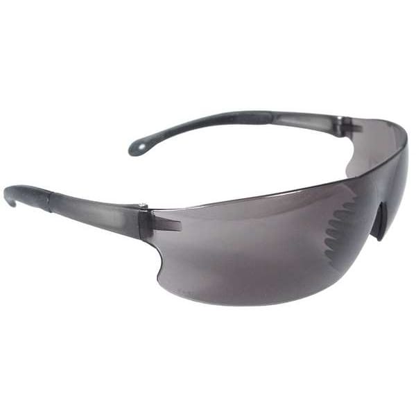 Safety Glasses, Wraparound Smoke Polycarbonate Lens, Uncoated