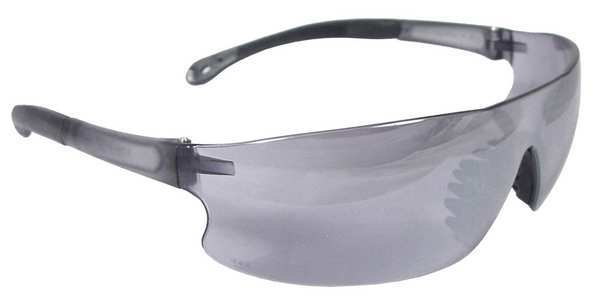 Safety Glasses, Wraparound Silver Mirror Polycarbonate Lens, Uncoated