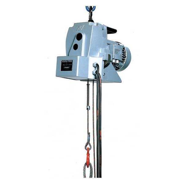Electric Wire Rope Hoist, 660 lb, Unlimited, 115/230V, Gray