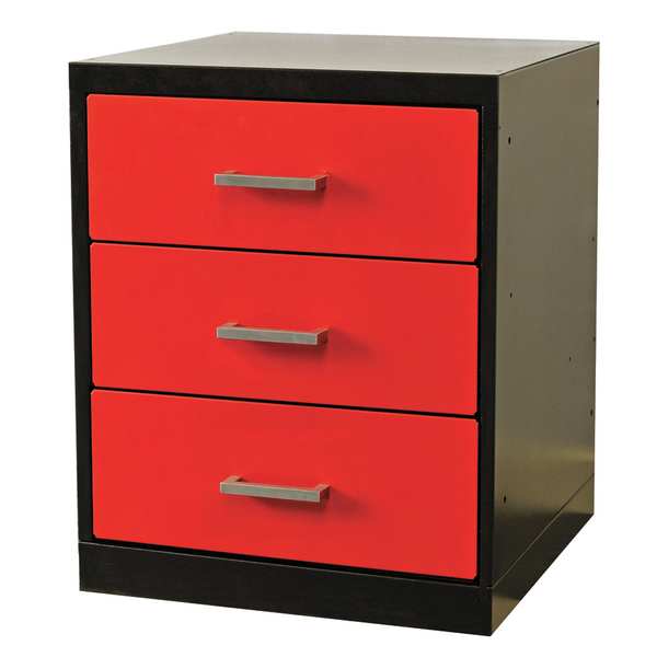 Drawer Pedestal, 18 x 24 x 32H, Black/Red