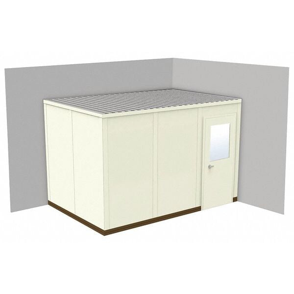 2-Wall Modular In-Plant Office, 8 ft 1 3/4 in H, 12 ft 1 1/4 in W, 8 ft 1 1/4 in D, Beige