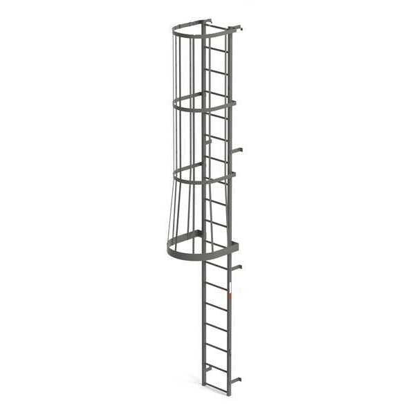 Fixed Cage Ladder, 18 Steps, 18 ft. Top Rung Height, 24