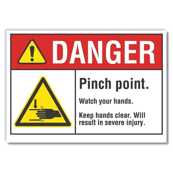 Danger Sign, 3 1/2 in Height, 5 in Width, Reflective Sheeting, Horizontal Rectangle, English