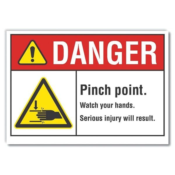 Danger Sign, 3 1/2 in Height, 5 in Width, Reflective Sheeting, Horizontal Rectangle, English