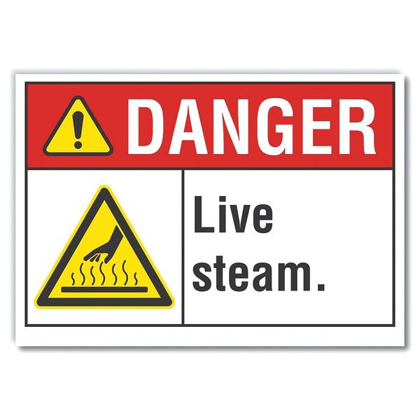 Danger Sign, 7 in H, 10 in W, Non-PVC Polymer, Vertical Rectangle, English, LCU4-0031-ED_10x7