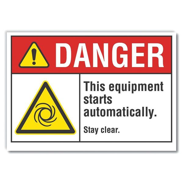 Danger Sign, 5 in Height, 7 in Width, Reflective Sheeting, Horizontal Rectangle, English