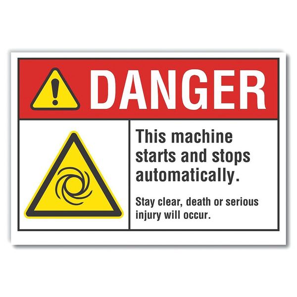 Danger Sign, 7 in Height, 10 in Width, Non-PVC Polymer, Vertical Rectangle, English