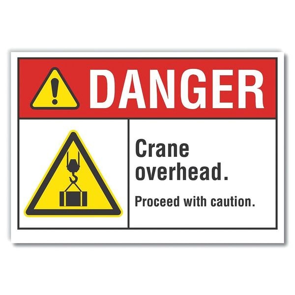 Danger Sign, 10 in Height, 14 in Width, Polyester, Horizontal Rectangle, English