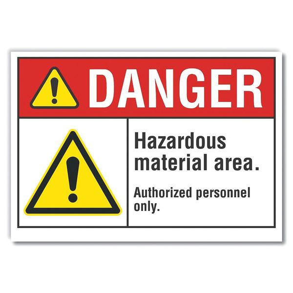 Hazardous Materials Danger Label, 7 in H, 10 in W, Polyester, Vertical Rectangle, LCU4-0060-ND_10X7