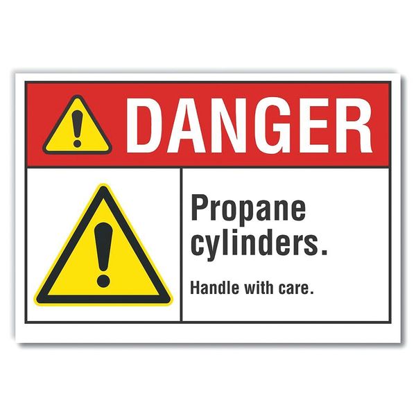 Propane Danger Reflective Label, 7 in H, 10 in W, Vertical Rectangle, LCU4-0061-RD_10X7