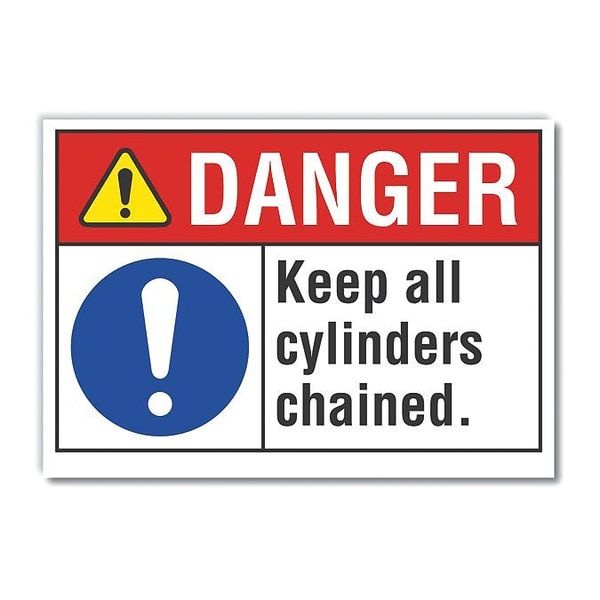 Danger Sign, 5 in H, 7 in W, Horizontal Rectangle, English, LCU4-0084-RD_7X5