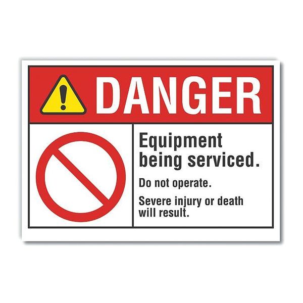 Machine & Operation Danger Label, 7 in Height, 10 in Width, Polyester, Vertical Rectangle, English