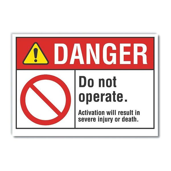 Machine & Operation Danger Label, 7 in Height, 10 in Width, Polyester, Vertical Rectangle, English