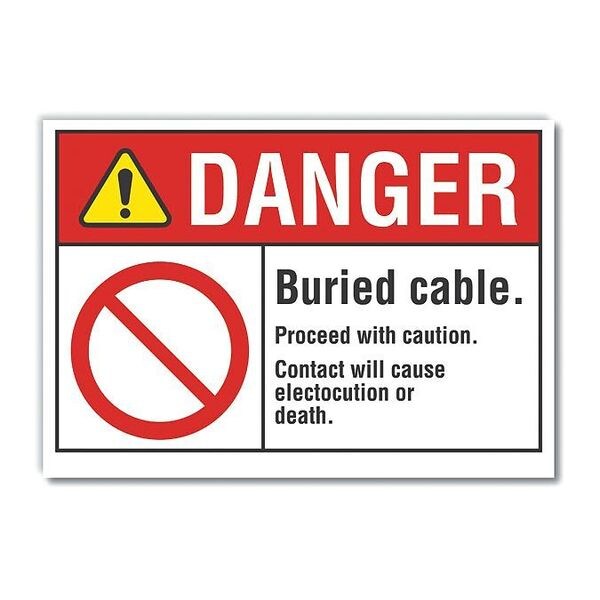 Buried Cable Danger Reflective Label, 3 1/2 in H, 5 in W, English, LCU4-0112-RD_5X3.5