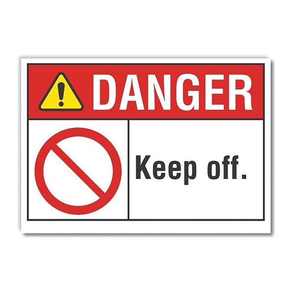 Danger Sign, 10 in H, 14 in W, Non-PVC Polymer, Horizontal Rectangle, English, LCU4-0120-ED_14x10