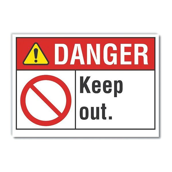 Danger Sign, 10 in H, 14 in W, Non-PVC Polymer, Horizontal Rectangle, English, LCU4-0121-ED_14x10