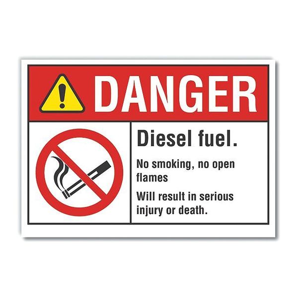Danger Sign, 3 1/2 in H, 5 in W, Reflective Sheeting, Horizontal Rectangle, LCU4-0124-RD_5X3.5