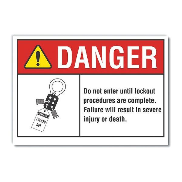 Danger Sign, 5 in Height, 7 in Width, Reflective Sheeting, Horizontal Rectangle, English