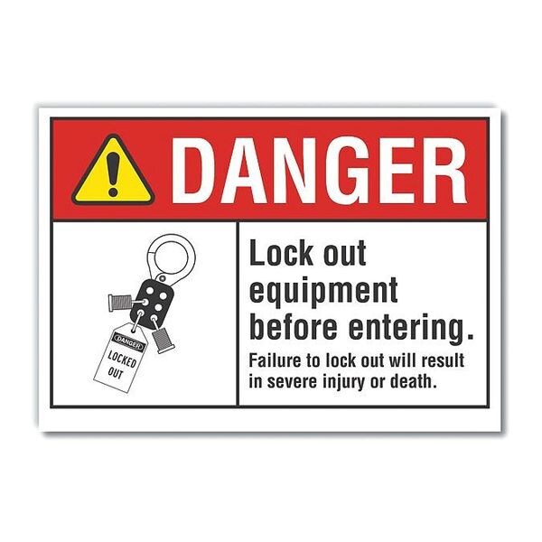 Danger Sign, 7 in Height, 10 in Width, Non-PVC Polymer, Vertical Rectangle, English