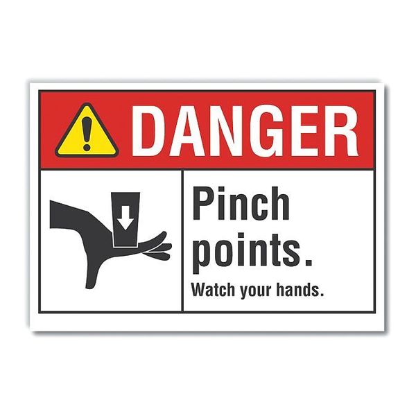 Danger Sign, 3 1/2 in Height, 5 in Width, Polyester, Horizontal Rectangle, English