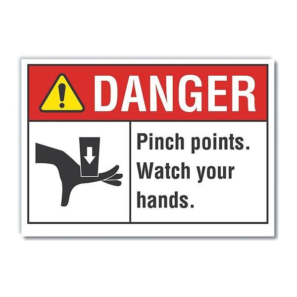 Danger Sign, 5 in Height, 7 in Width, Reflective Sheeting, Horizontal Rectangle, English