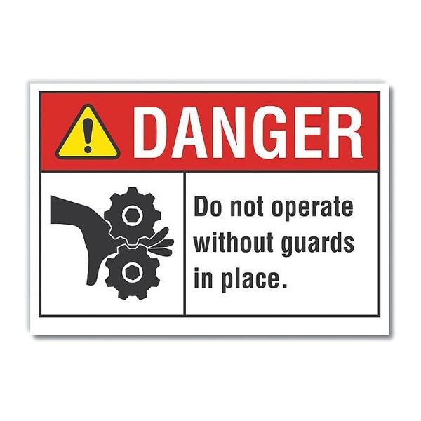 Danger Sign, 10 in Height, 14 in Width, Reflective Sheeting, Horizontal Rectangle, English