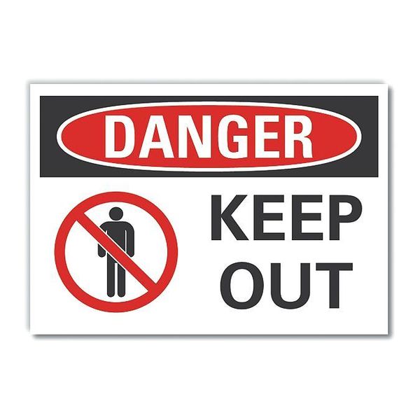 Keep Out Danger Reflective Label, 5 in Height, 7 in Width, Reflective Sheeting, English