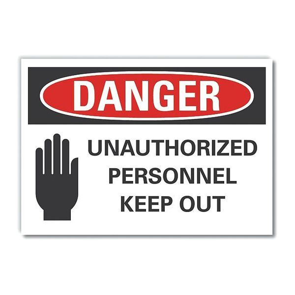 Danger Sign, 10 in H, 14 in W, Non-PVC Polymer, Horizontal Rectangle, English, LCU4-0199-ED_14x10