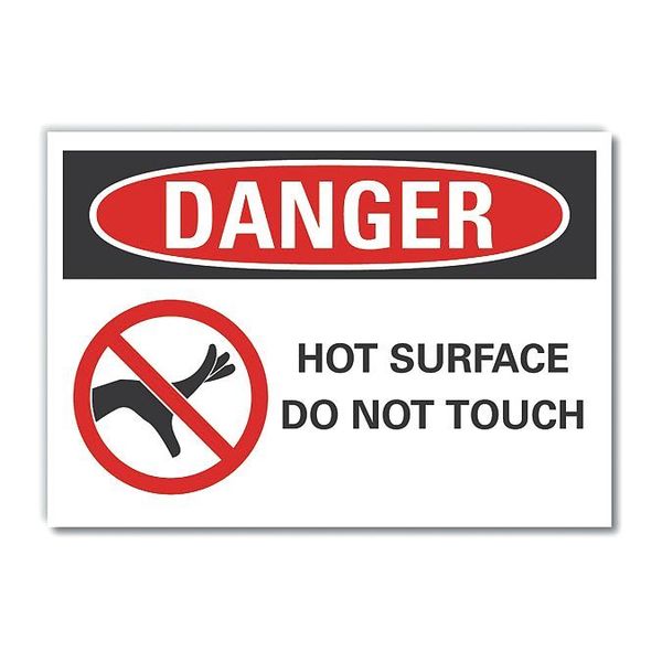 Hot Surface Danger Label, 7 in H, 10 in W, Polyester, Vertical Rectangle, English, LCU4-0203-ND_10X7