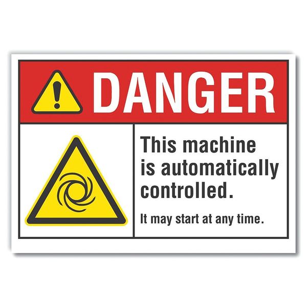 Machine & Operation Danger Reflective Label, 3 1/2 in Height, 5 in Width, Reflective Sheeting
