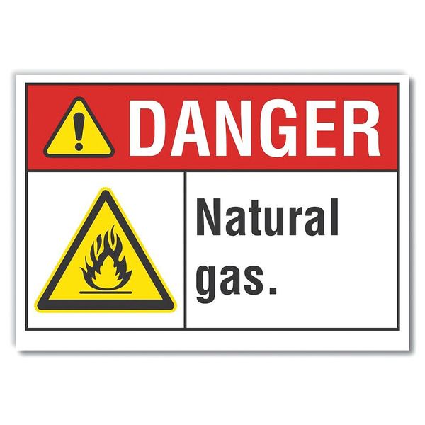 Danger Sign, 3 1/2 in H, 5 in W, Polyester, Horizontal Rectangle, English, LCU4-0019-ND_5X3.5