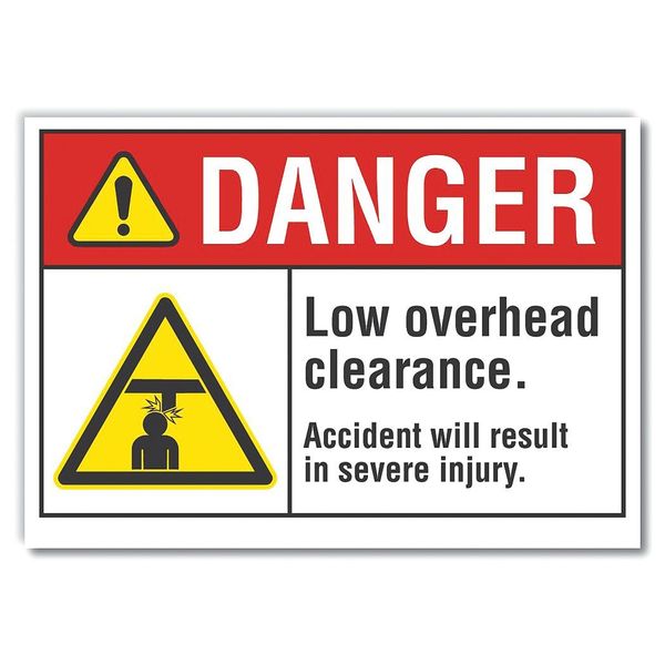Danger Sign, 10 in Height, 14 in Width, Reflective Sheeting, Horizontal Rectangle, English