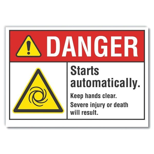 Danger Sign, 7 in Height, 10 in Width, Non-PVC Polymer, Vertical Rectangle, English