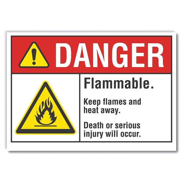 Flammable Material Danger Reflective Label, 3 1/2 in H, 5 in W, LCU4-0010-RD_5X3.5