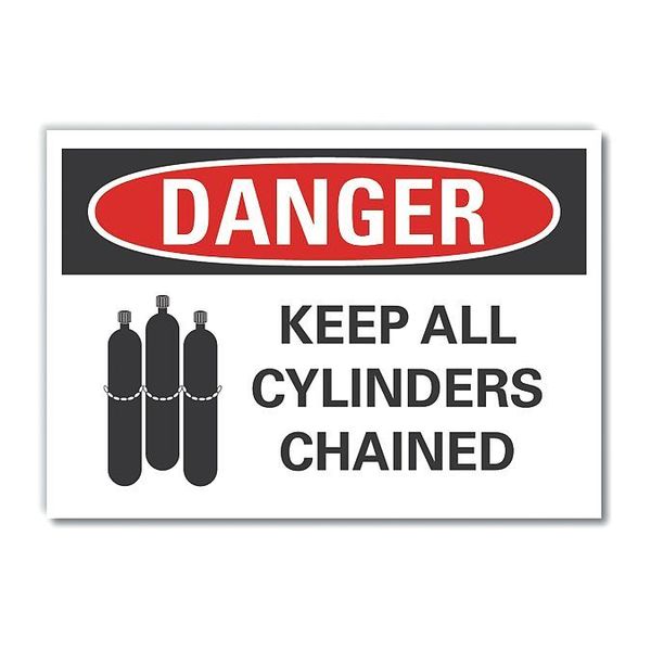 Cylinder Handling Danger Label, 7 in H, 10 in W, Polyester, Vertical, English, LCU4-0226-ND_10X7