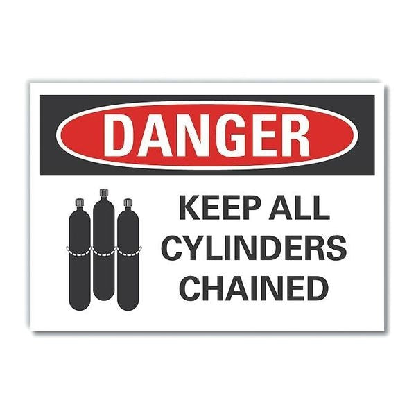 Cylinder Handling Danger Reflective Label, 5 in H, 7 in W, English, LCU4-0226-RD_7X5
