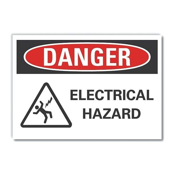 Danger Sign, 10 in Height, 14 in Width, Reflective Sheeting, Horizontal Rectangle, English