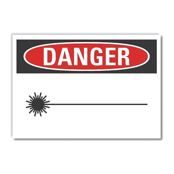Laser Area Danger Reflective Label, 10 in H, 14 in W, Reflective Sheeting, LCU4-0249-RD_14X10