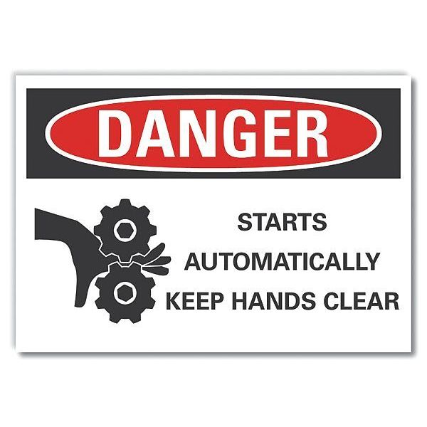 Danger Sign, 5 in Height, 7 in Width, Polyester, Horizontal Rectangle, English