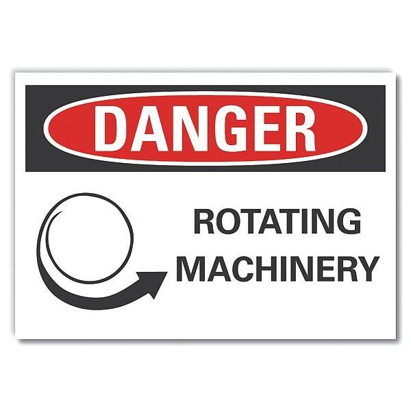 Danger Sign, 3 1/2 in Height, 5 in Width, Polyester, Horizontal Rectangle, English