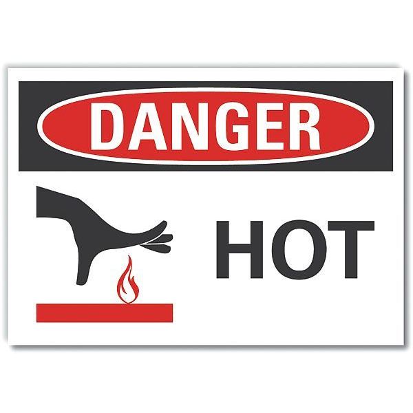 Danger Sign, 3 1/2 in H, 5 in W, Polyester, Horizontal Rectangle, English, LCU4-0257-ND_5X3.5